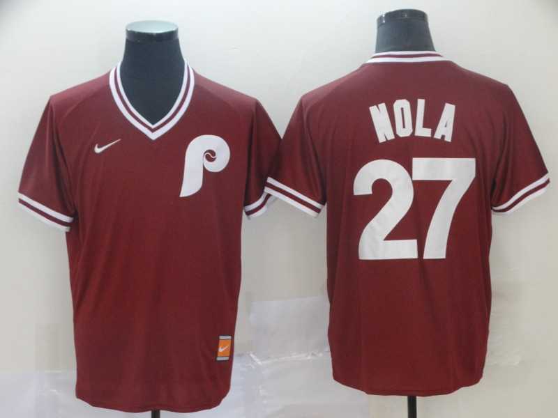 Phillies 27 Aaron Nola Red Throwback Jersey,We sell and wholesale Phillies 27 Aaron Nola Red Throwback Jersey on line form chian!